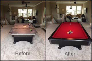 Pool table movers SOLO advise refelting during installation